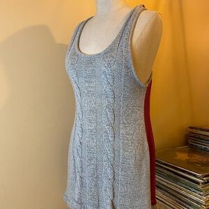 Gray Cable Knit Tank Top with sheer back